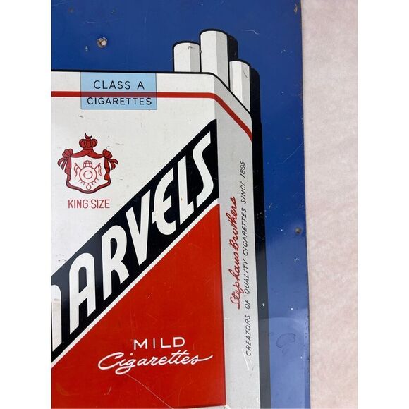Vintage Tobacco Advertising 1950s Marvel Cigarette Advertisement Sign Man Cave - Picture 4 of 8